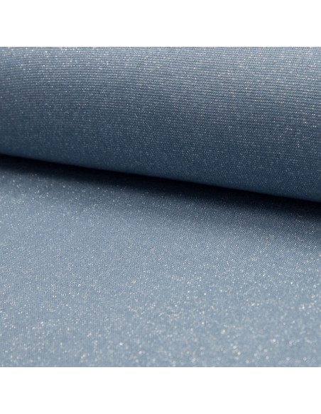 Ribbed jersey fabric with lurex - Light blue with silver lurex
