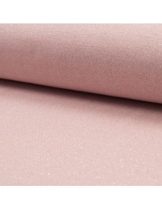 Jersey ribbed lurex fabric - Pink with silver lurex