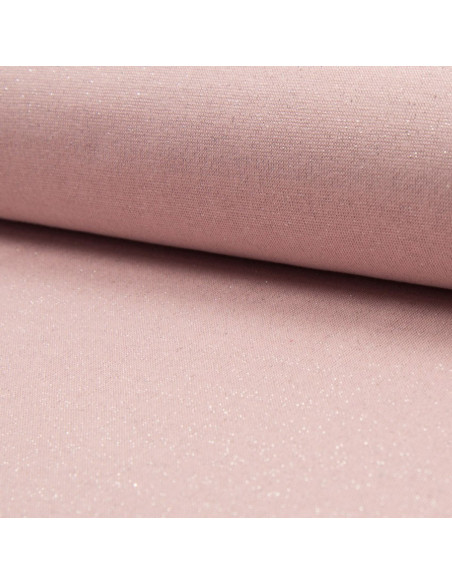 Jersey ribbed lurex fabric - Pink with silver lurex