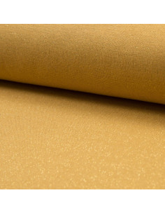 Ribbed jersey fabric with lurex - Ochre with gold lurex