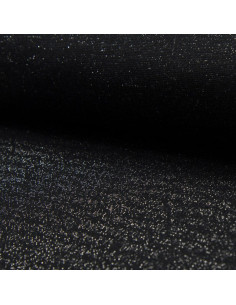 Ribbed jersey fabric with lurex - Black with silver lurex
