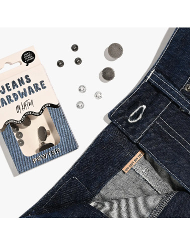 Jeans button and rivet kit - Pewter