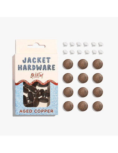 Jeans button kit for jackets - Copper