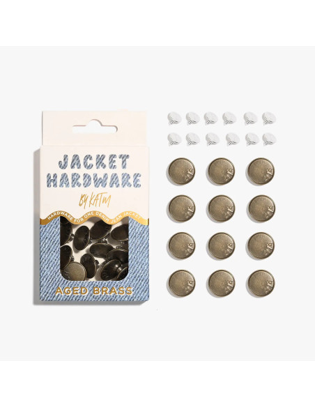 Jeans button kit for jackets - Brass