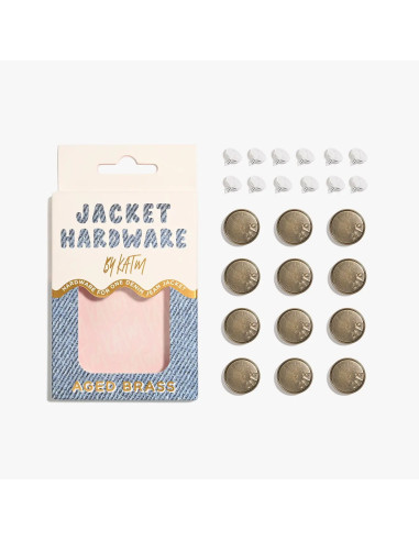 Jeans button kit for jackets - Brass