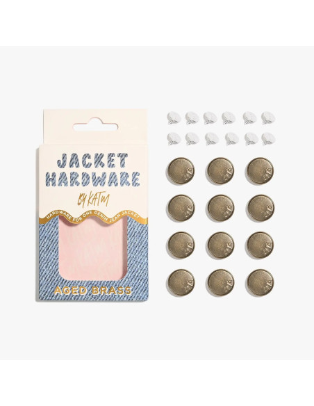 Jeans button kit for jackets - Brass