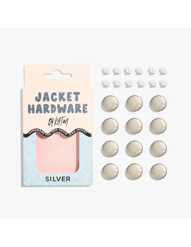 Jeans button kit for jackets - Silver