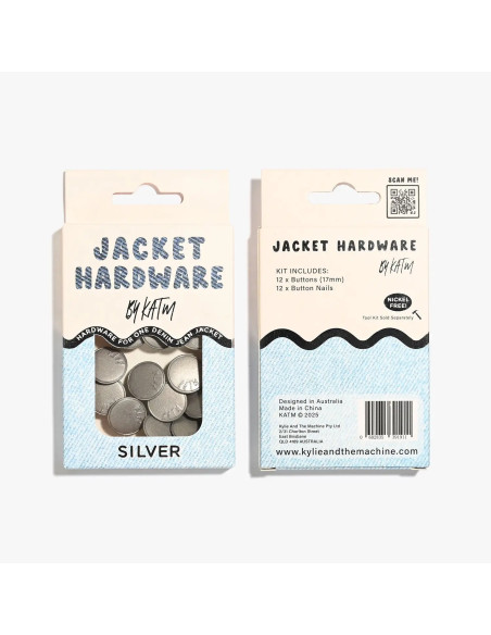Jeans button kit for jackets - Silver
