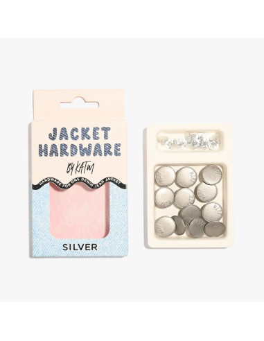 Jeans button kit for jackets - Silver