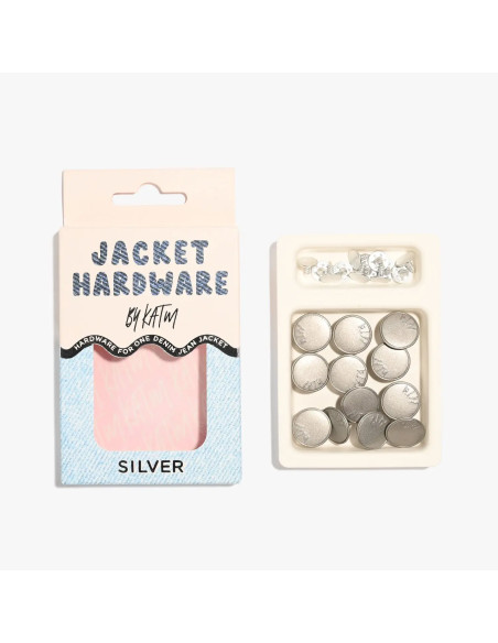 Jeans button kit for jackets - Silver