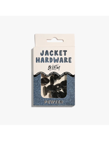 Jeans button kit for jackets - Pewter
