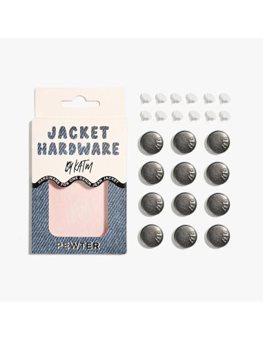 Jeans button kit for jackets - Pewter