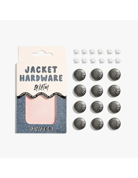 Jeans button kit for jackets - Pewter