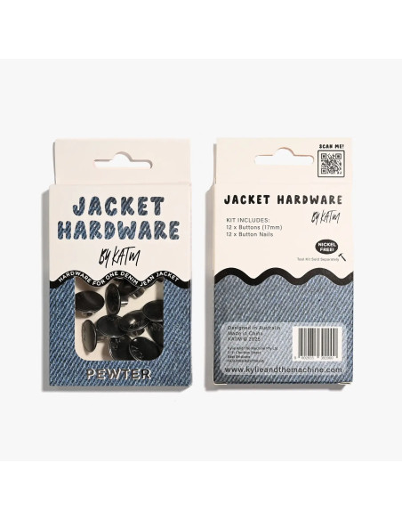 Jeans button kit for jackets - Pewter