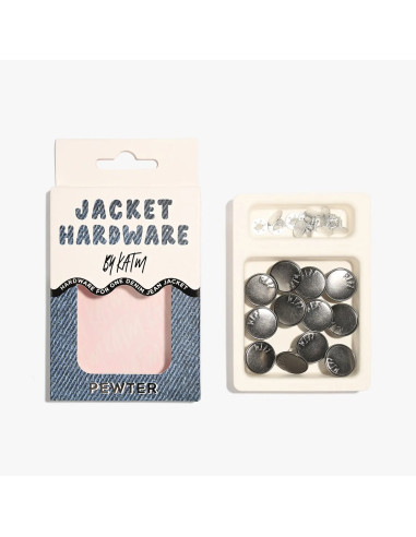 Jeans button kit for jackets - Pewter