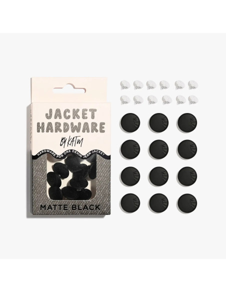 Jeans button kit for jackets - Matte black