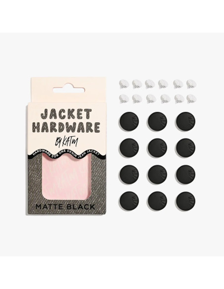 Jeans button kit for jackets - Matte black