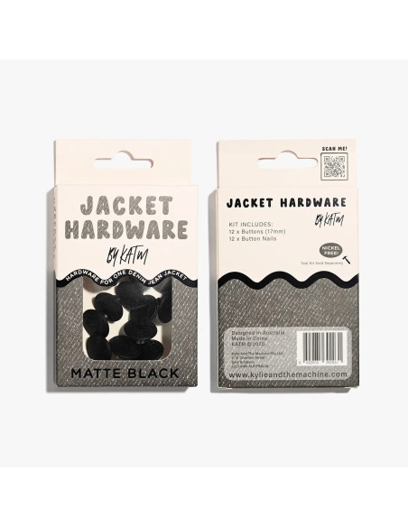 Jeans button kit for jackets - Matte black