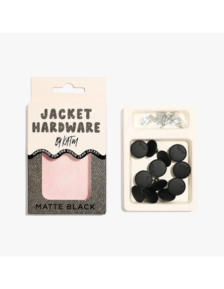 Jeans button kit for jackets - Matte black