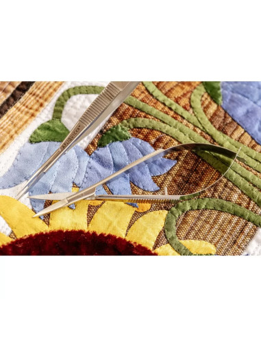 Apliquick 12 cm straight tip micro-serrated tweezers scissors