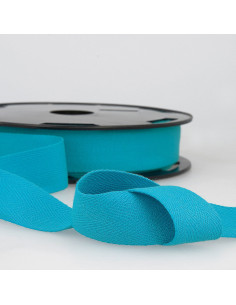 Twill cotton ribbon - Turquoise blue