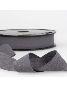 Twill cotton ribbon - Anthracite gray