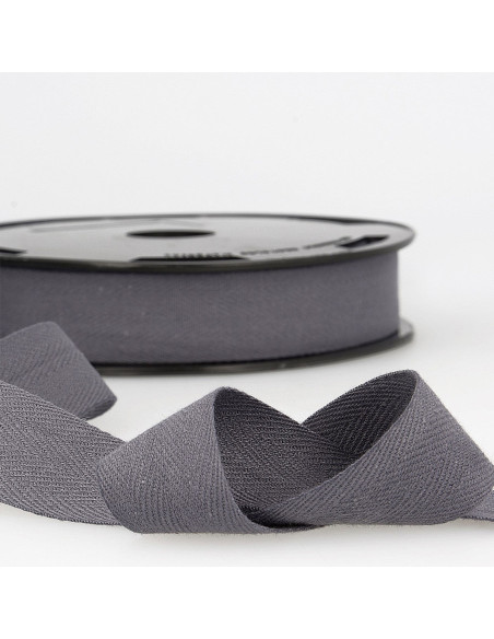 Twill cotton ribbon - Anthracite gray