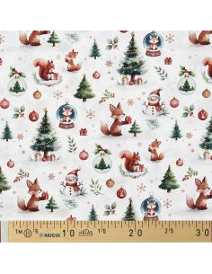 Cotton poplin fabric - White and green Dounoël 2