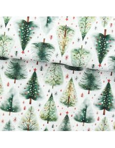 Cotton poplin fabric - Ivalo white and green