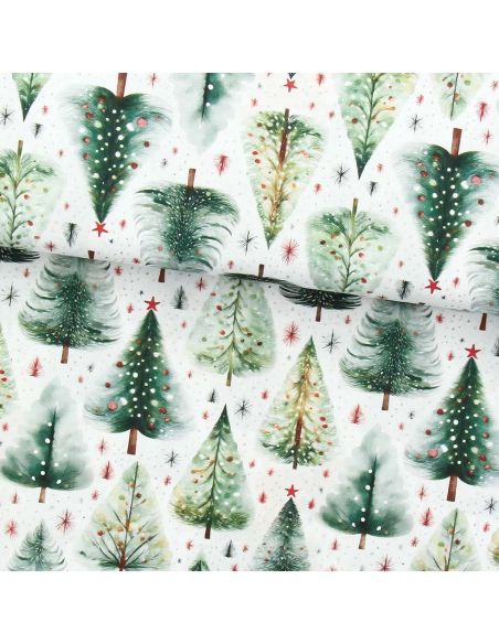 Cotton poplin fabric - Ivalo white and green