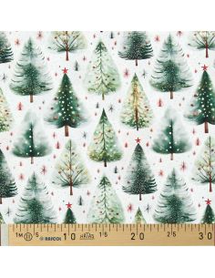 Cotton poplin fabric - Ivalo white and green 2