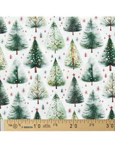 Cotton poplin fabric - Ivalo white and green