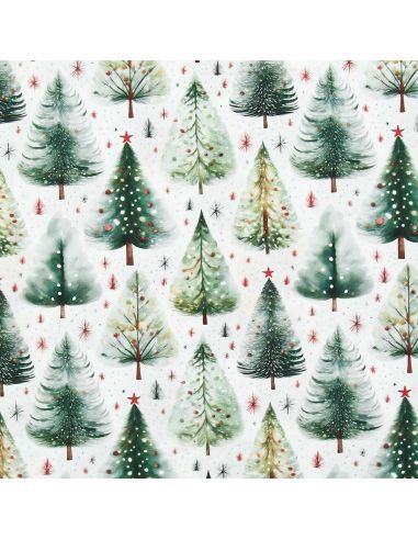 Cotton poplin fabric - Ivalo white and green