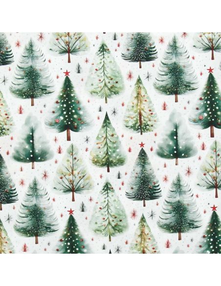 Cotton poplin fabric - Ivalo white and green
