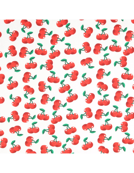 Cherry Jersey Fabric - White Background