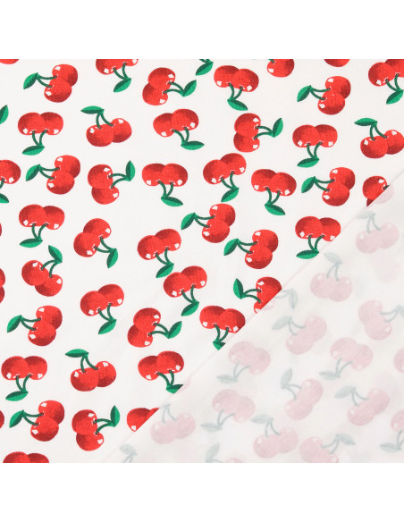 Cherry Jersey Fabric - White Background