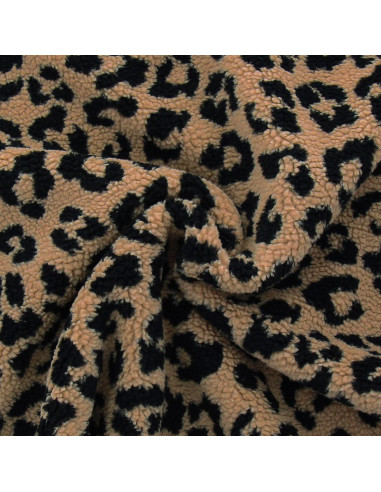 Teddy boucle fleece fabric - Leopard