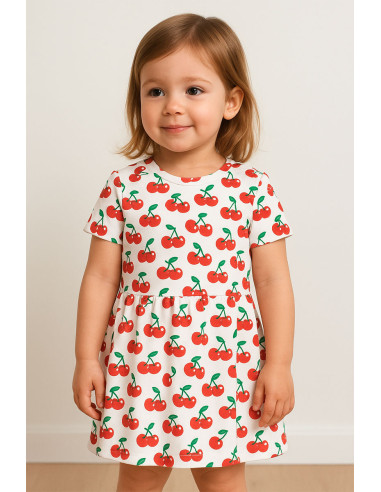 Cherry Jersey Fabric - White Background