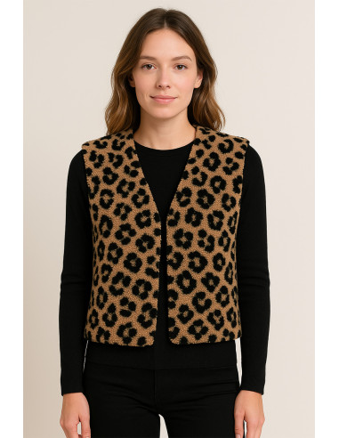 Teddy boucle fleece fabric - Leopard