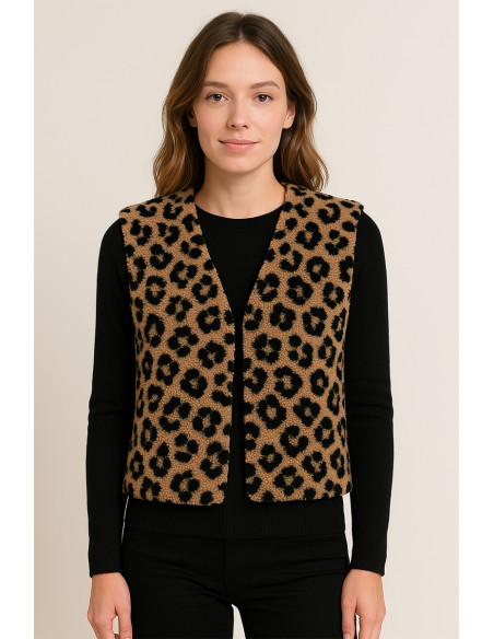 Teddy boucle fleece fabric - Leopard