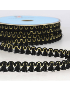 12 mm Lurex Fringe Trim - Black