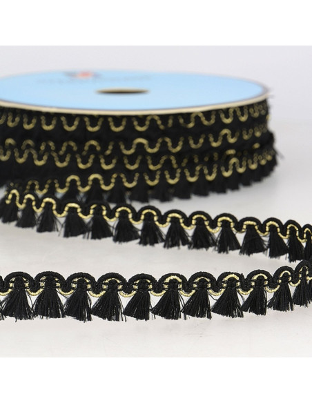 12 mm Lurex Fringe Trim - Black
