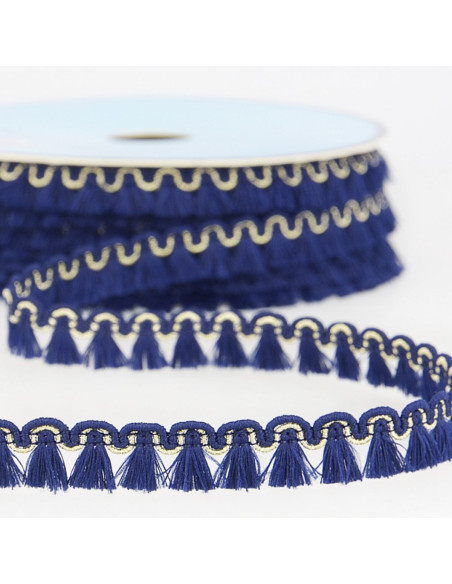 12 mm lurex fringe trim - Navy blue