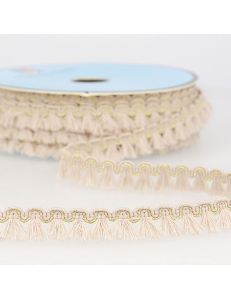 12 mm lurex fringe trim - Light beige