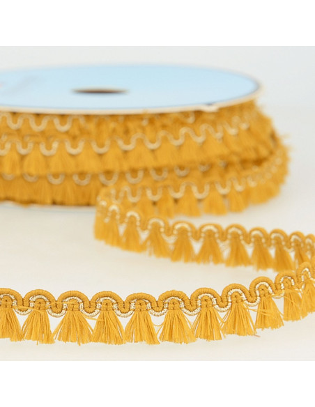 12 mm Lurex Fringe Trim - Mustard