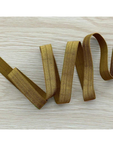 Pre-folded satin elastic bias 15 mm wide - Light Khaki