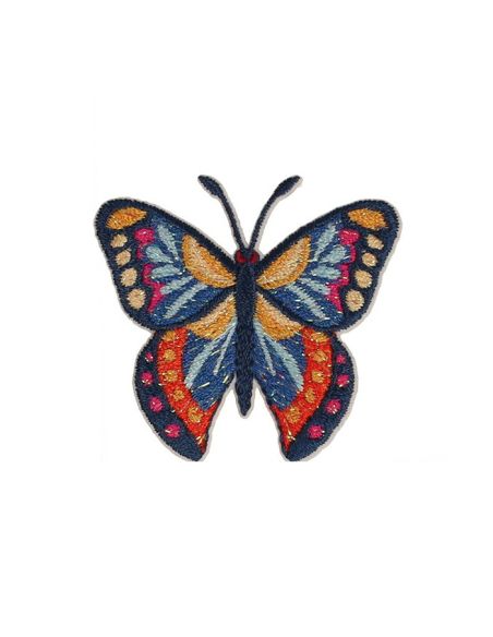 Iron-on butterfly patch - Blue and orange