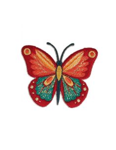 Iron-on butterfly patch - Red, pink, and turquoise