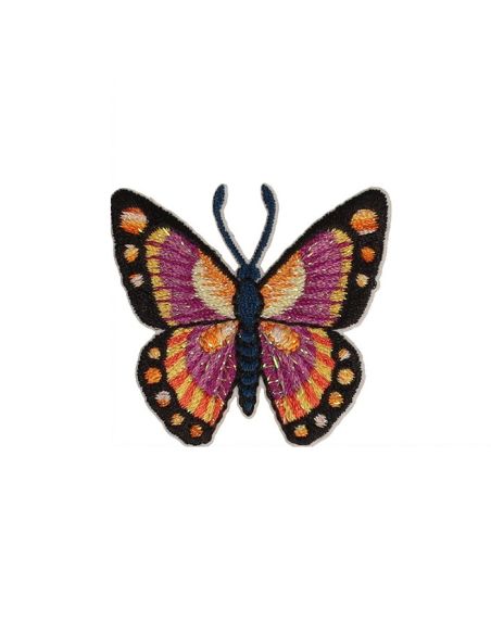 Iron-on butterfly patch - Fuchsia and orange