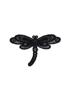 Black lace dragonfly iron-on patch